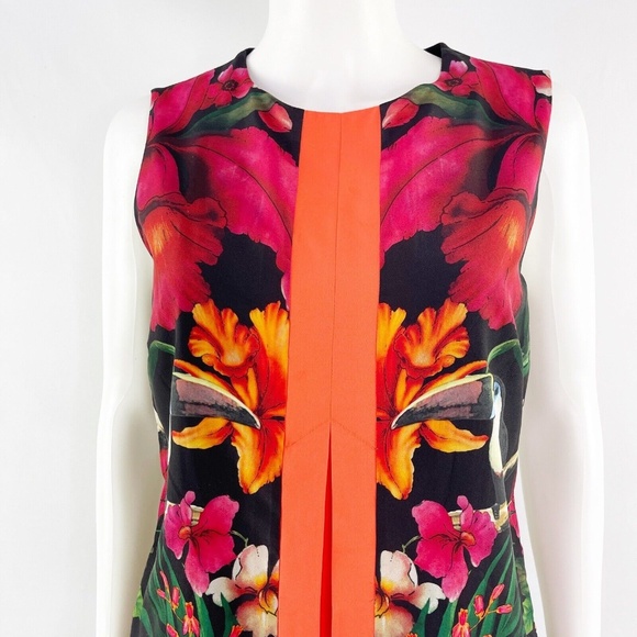 Ted Baker Women's Orange BARBEE Toucan Tropical Floral Shift Dress Size 3 US M - Picture 6 of 9